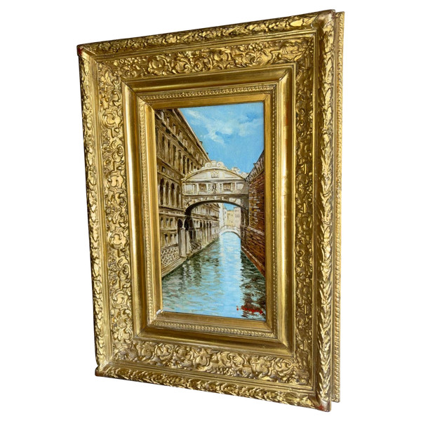 Oil on canvas painting the bridge of sighs venice