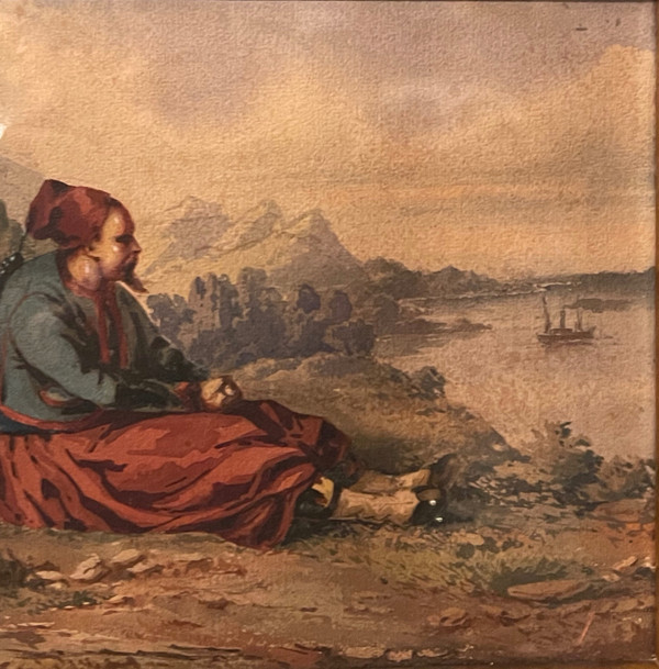 AQUARELLE ORIENTALISTE, ZOUAVE, fin XIXème début XXème.