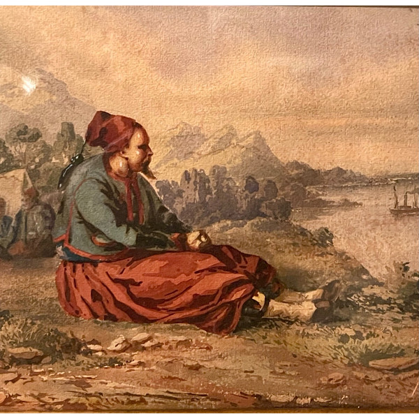 AQUARELLE ORIENTALISTE, ZOUAVE, fin XIXème début XXème.