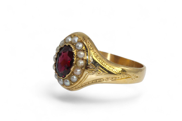 Ring Perlen Und Granat 1910.