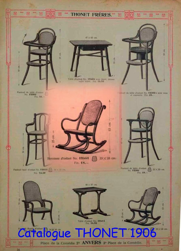 Sedia a dondolo THONET N°1 , bambino, tonalità naturale. Ca, 1910