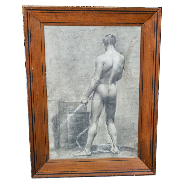 HOMME NU  DE DOS crayon