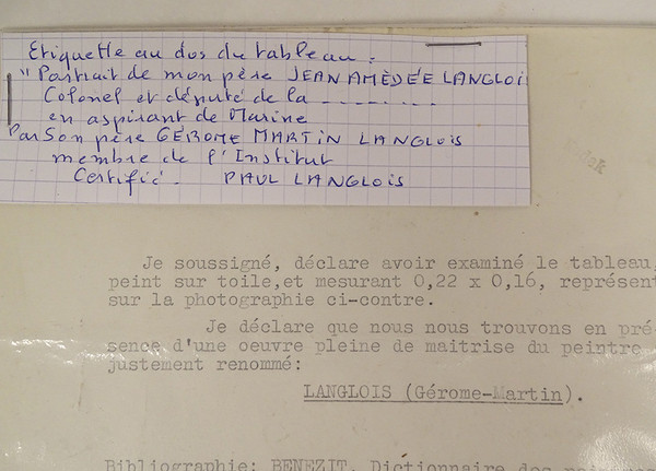 HST tableau portrait Jérôme-Martin Langlois Aspirant Marine uniforme XIXème