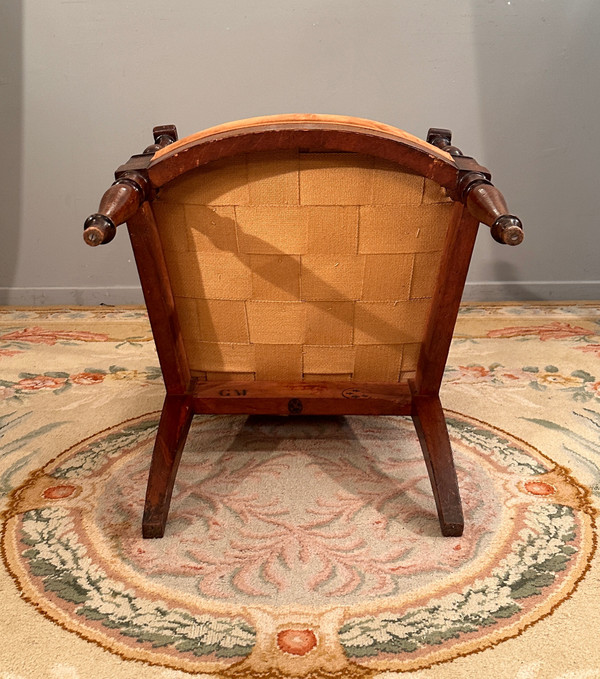 Jacob Frères Provenance Royal, Fauteuil à l'Etrusque En Acajou Palais Des Tuileries d'Epoque Directo