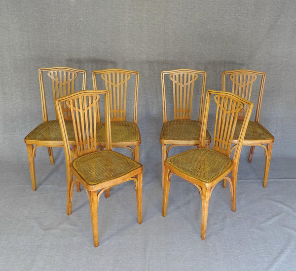 Set of 6 THONET N°732 Art Deco chairs, new canes