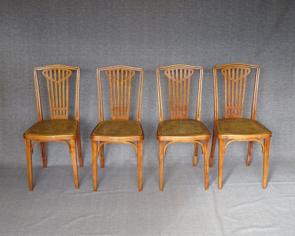 Set of 6 THONET N°732 Art Deco chairs, new canes
