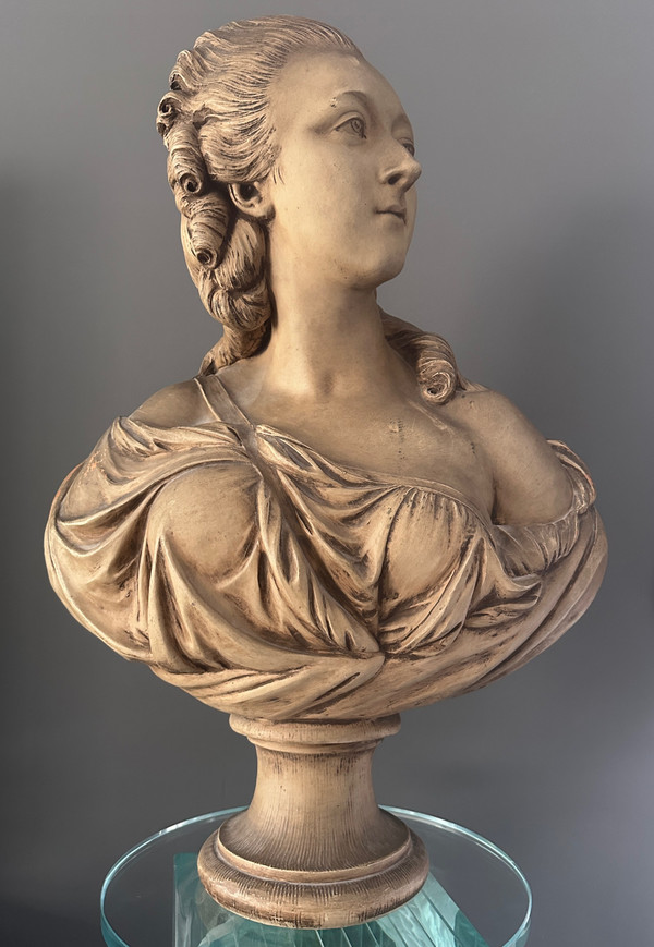 Augustin Pajou, Scultura Buste Terre Cuite La Comtesse Du Barry XIX secolo