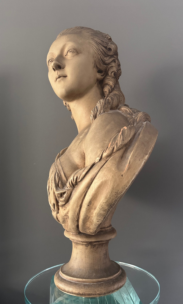 Augustin Pajou, Scultura Buste Terre Cuite La Comtesse Du Barry XIX secolo