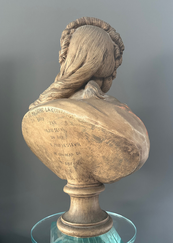 Augustin Pajou, Scultura Buste Terre Cuite La Comtesse Du Barry XIX secolo