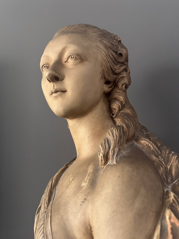 Augustin Pajou, Scultura Buste Terre Cuite La Comtesse Du Barry XIX secolo