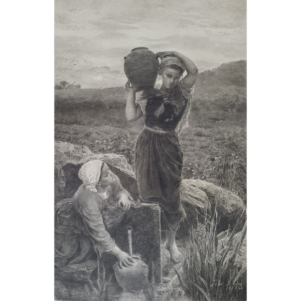 Etching  After Jules Breton Engraving 19th C  Old Print