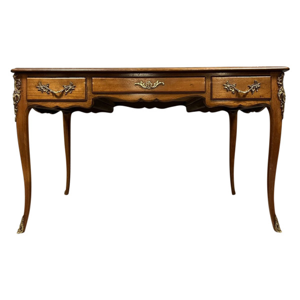 André Mailfert: Magnificent double-sided Louis XV style walnut desk, stamped