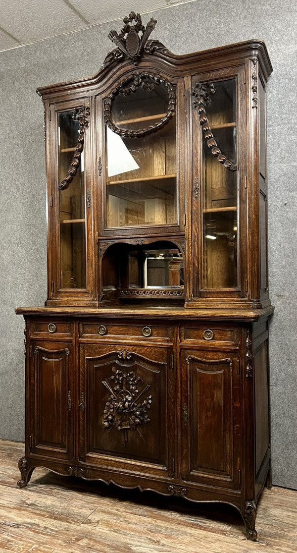Louis XV / Transition style solid oak buffet bookcase circa 1880