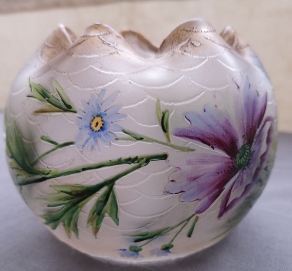 Magnifico vaso a sfera con decorazione floreale Legras Montjoye