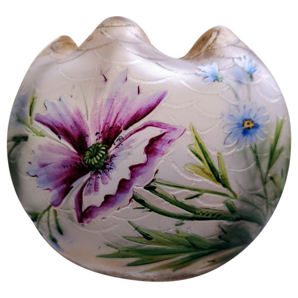 Magnificent ball vase with floral decoration Legras Montjoye