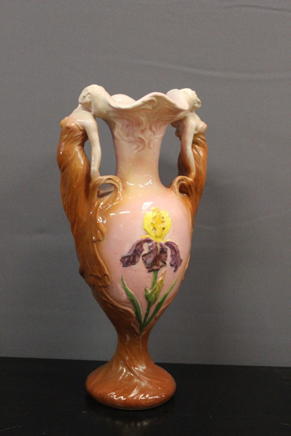 Vaso Art Nouveau Décor De Femmes By Delphin Massier