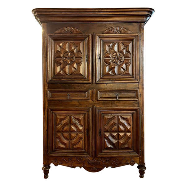 18th century solid walnut armoire or cabinet circa 1760