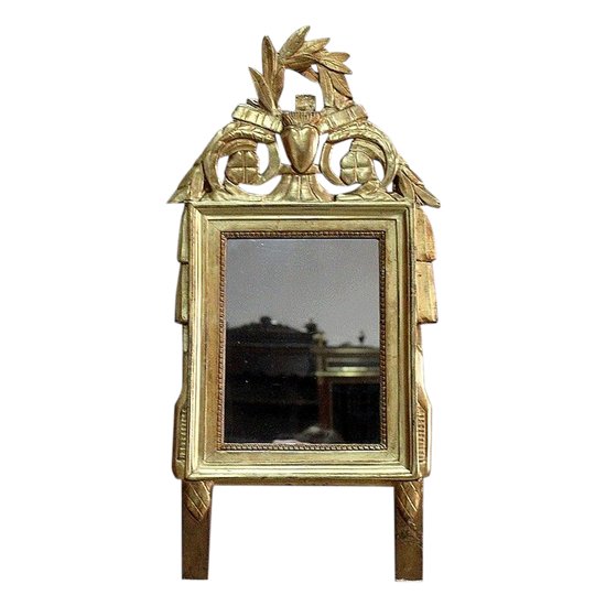  Petit Miroir en Bois Doré, style Louis XVI - Début XXe 