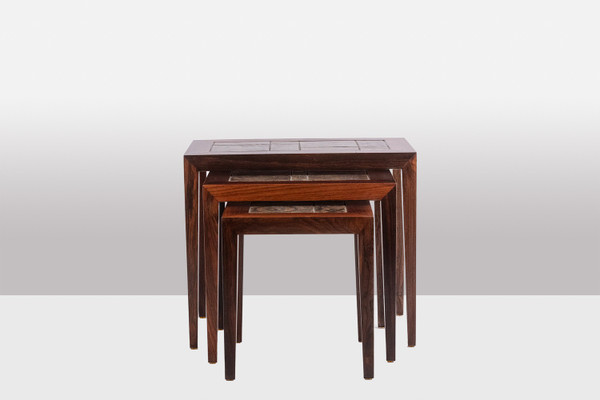 Set of 3 “nesting” tables with “Baca” pattern. 1960s.