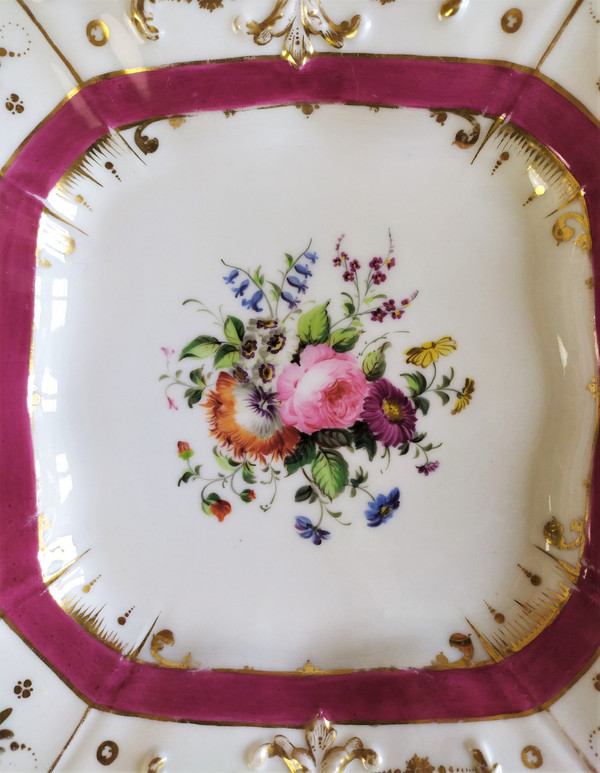 Porcelaine De Paris Paire De Plats Décor Main 19ème