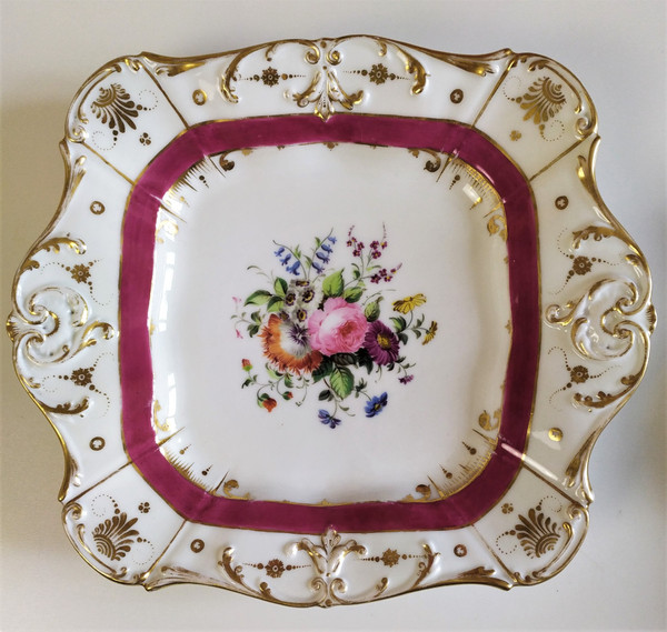 Porcelaine De Paris Paire De Plats Décor Main 19ème