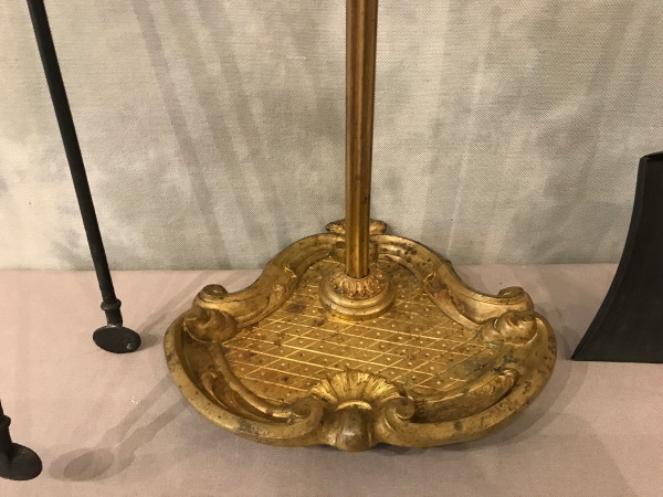 Beau serviteur de cheminée ancien en bronze d'époque 19 ème de style Louis XV 