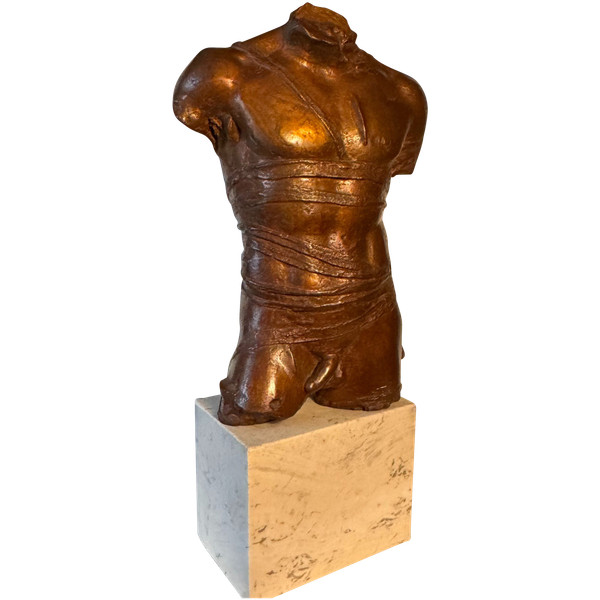 Sculpture - Igor Mitoraj "Grépol" - Nude male bust in bronze