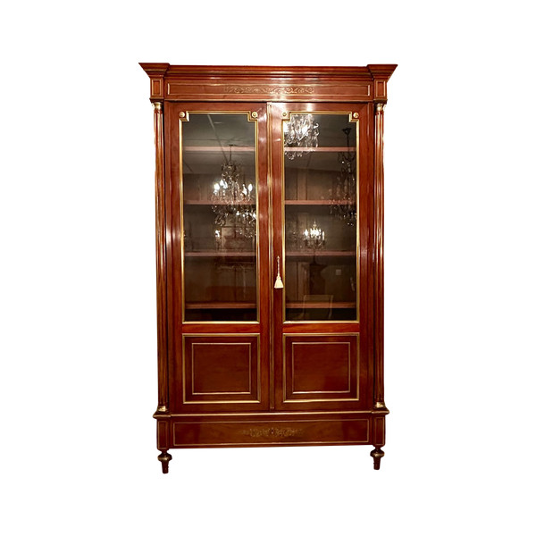 Louis XVI Style Mahogany Display Bookcase 19th Century circa 1870