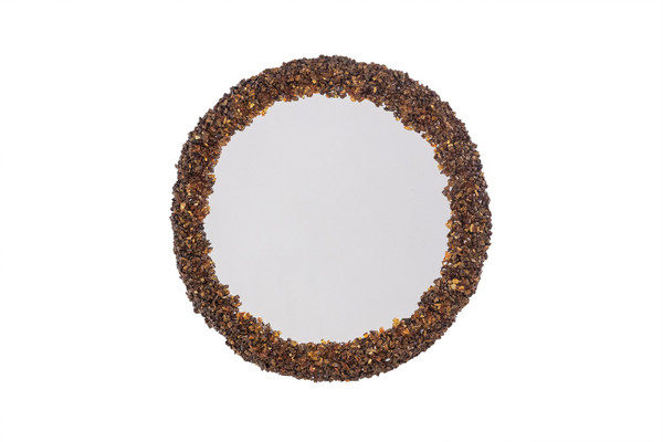 Semi-precious stone mirror. Contemporary artisanal work.