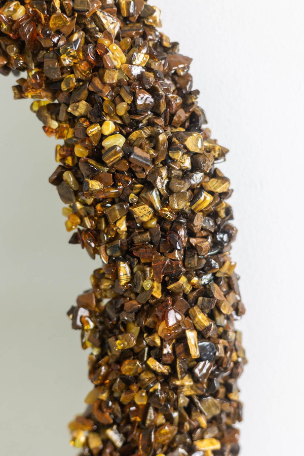Semi-precious stone mirror. Contemporary artisanal work.