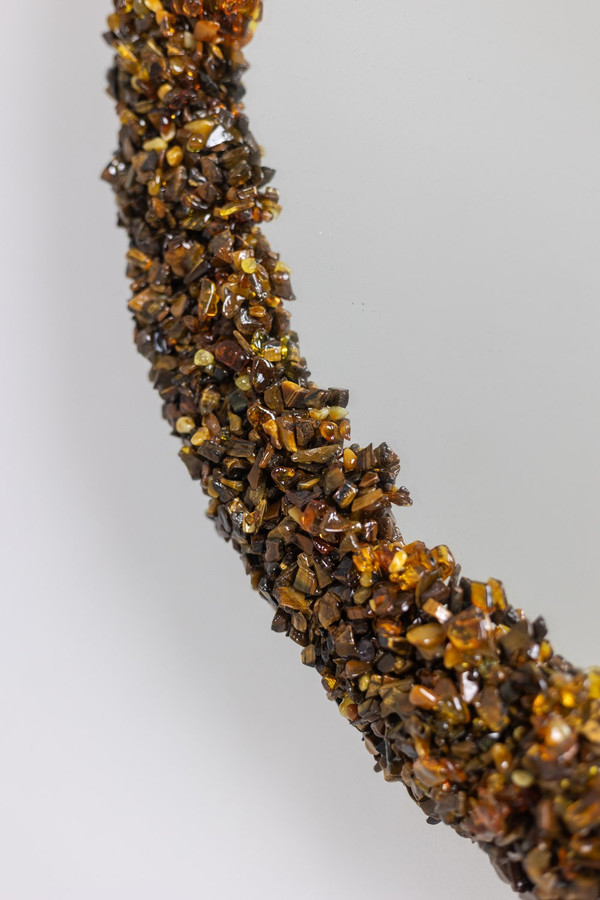 Semi-precious stone mirror. Contemporary artisanal work.