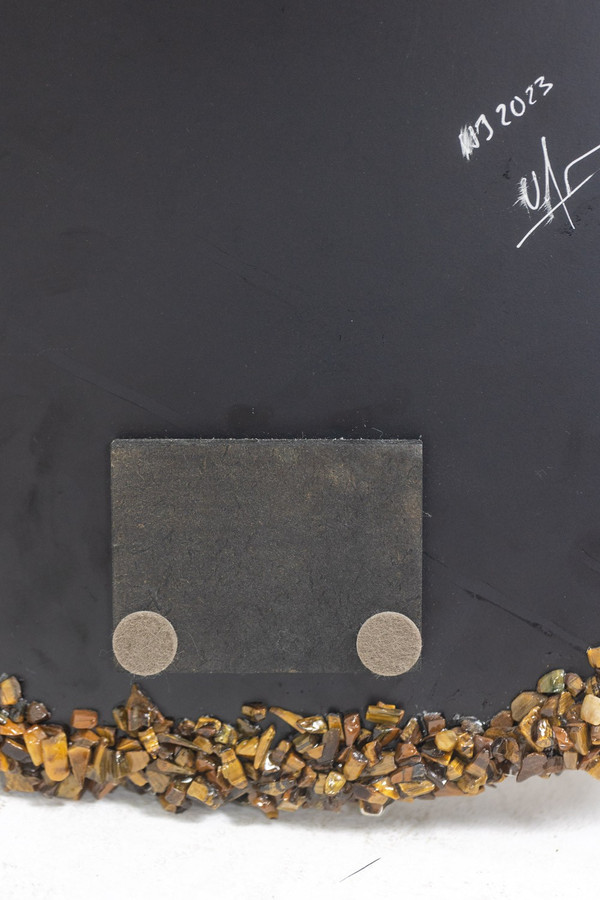 Semi-precious stone mirror. Contemporary artisanal work.