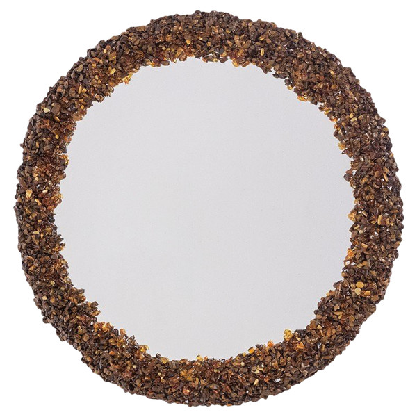 Semi-precious stone mirror. Contemporary artisanal work.