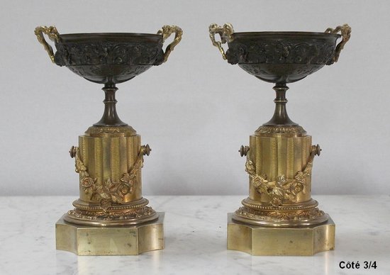  Pair of Bronze Trinkets with Two Patinas, Louis XVI taste - Early 19th century