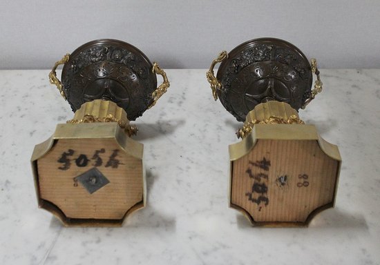  Pair of Bronze Trinkets with Two Patinas, Louis XVI taste - Early 19th century
