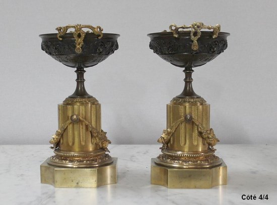 Pair of Bronze Trinkets with Two Patinas, Louis XVI taste - Early 19th century