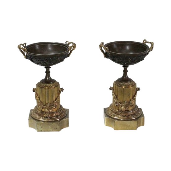  Pair of Bronze Trinkets with Two Patinas, Louis XVI taste - Early 19th century