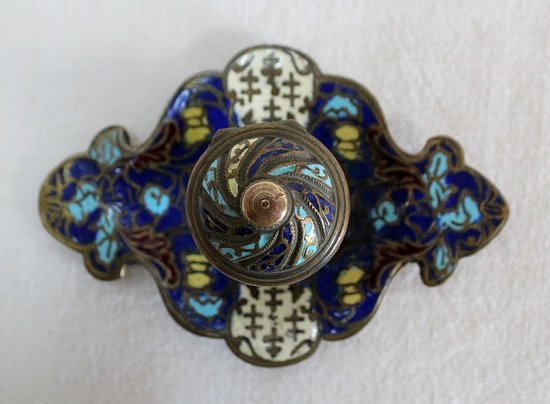 Small Inkwell In Bronze And Cloisonné Enamels - Nineteenth
