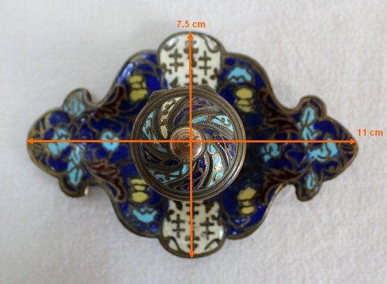 Small Inkwell In Bronze And Cloisonné Enamels - Nineteenth