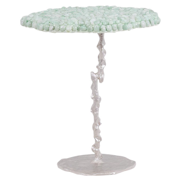 Decorative pedestal table in semi-precious stones. Contemporary work.