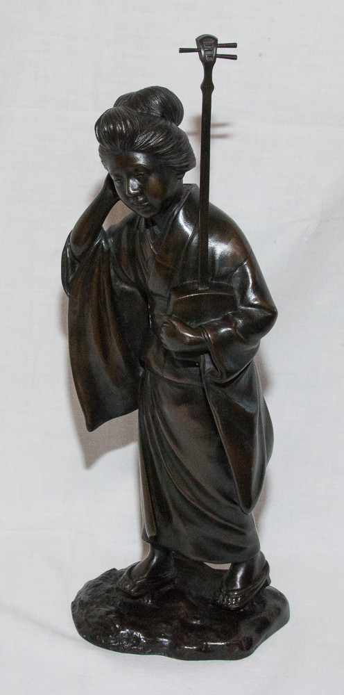 Geisha Scultura in bronzo Giappone Periodo Meiji
