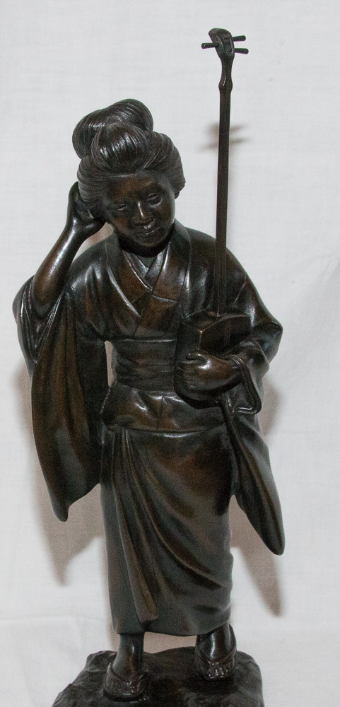 Geisha Scultura in bronzo Giappone Periodo Meiji