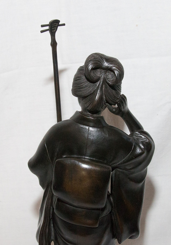 Geisha Scultura in bronzo Giappone Periodo Meiji