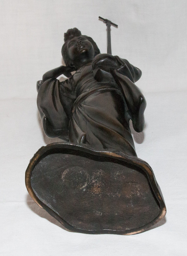 Geisha Scultura in bronzo Giappone Periodo Meiji