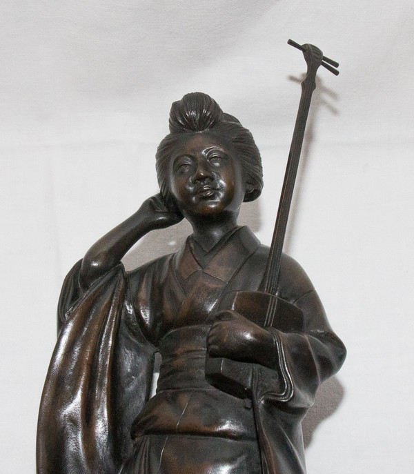 Geisha Scultura in bronzo Giappone Periodo Meiji