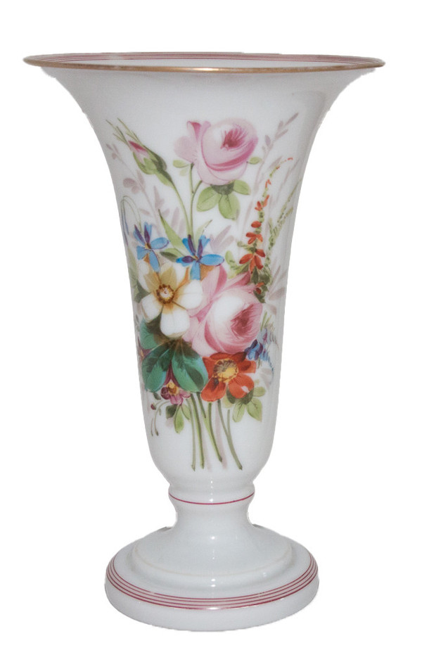 Paire De Vases En Opaline Baccarat Louis Philippe 