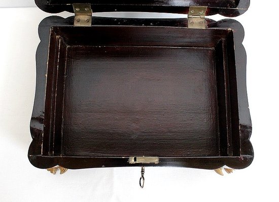  Important Asian Black Lacquered Wood Box, Napoleon III Period - Mid 19th Century