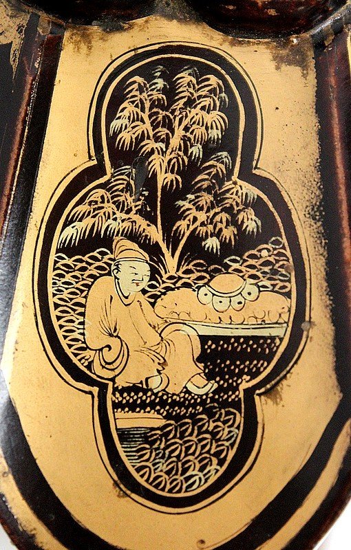  Important Asian Black Lacquered Wood Box, Napoleon III Period - Mid 19th Century