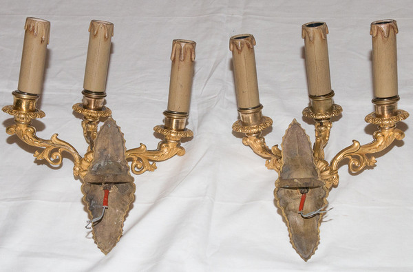 Paire D’appliques En Bronze Doré époque Restauration