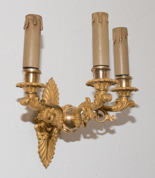 Paire D’appliques En Bronze Doré époque Restauration